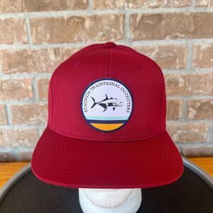 NWT Staunch Traditional Outfitters Fish Patch Red Snapback Flat Brim Hat